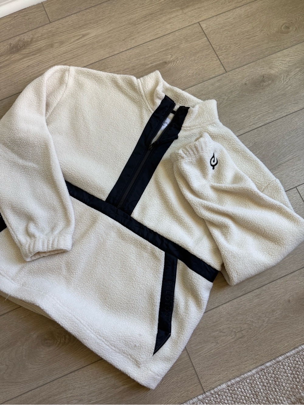 Peloton Cream Sherpa Half-Zip Pullover with Black Trim